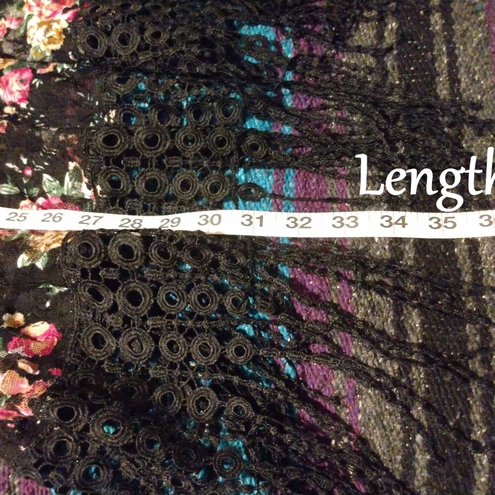 Sweet Rain Floral Mesh Fringe Kimono Beach Cover-Up M Whimsigoth Boho Festival - Picture 9 of 10
